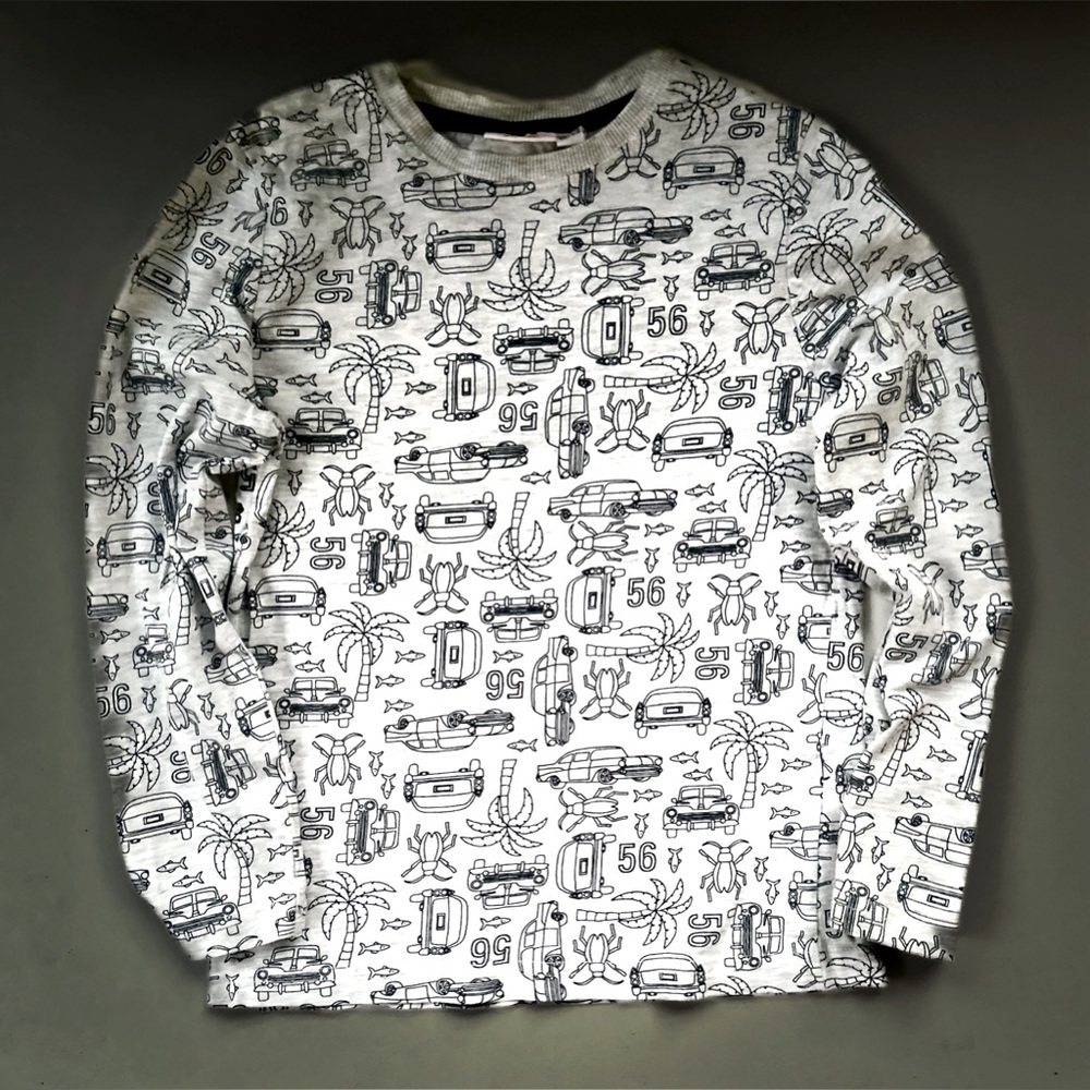 White and black Print shirt
